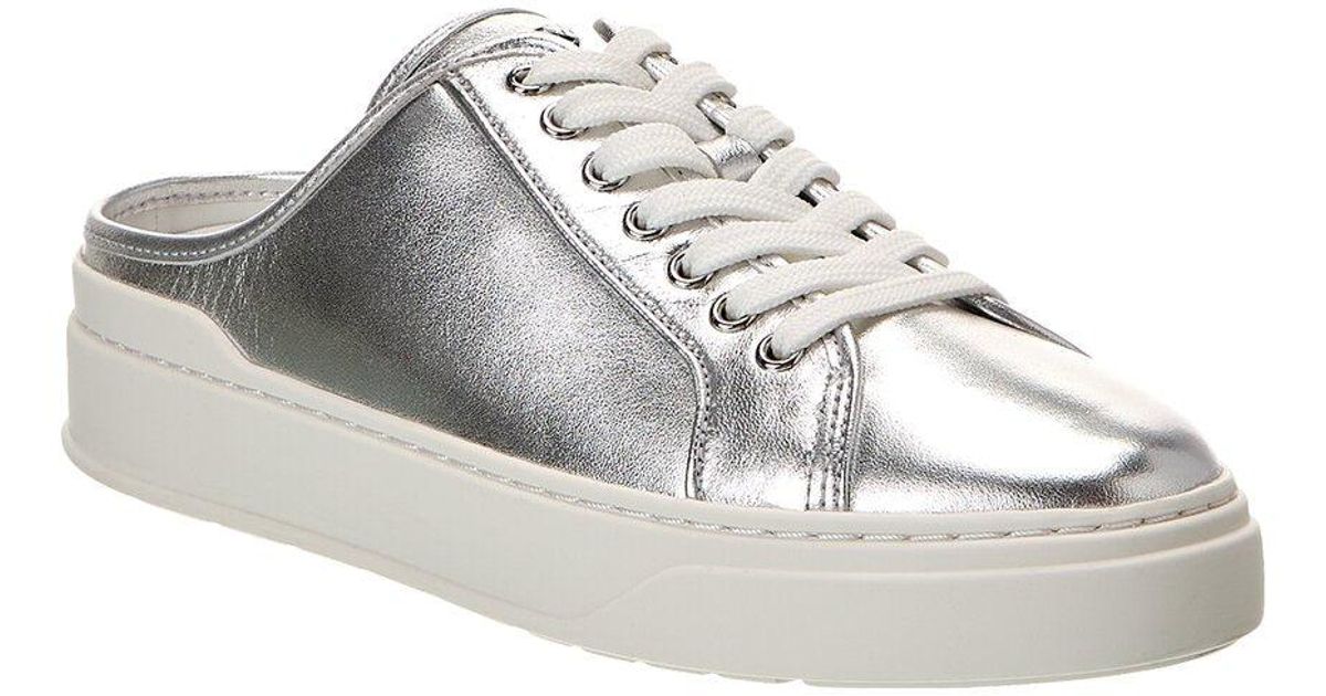 Stuart Weitzman Skater Leather Mule Sneaker in White | Lyst