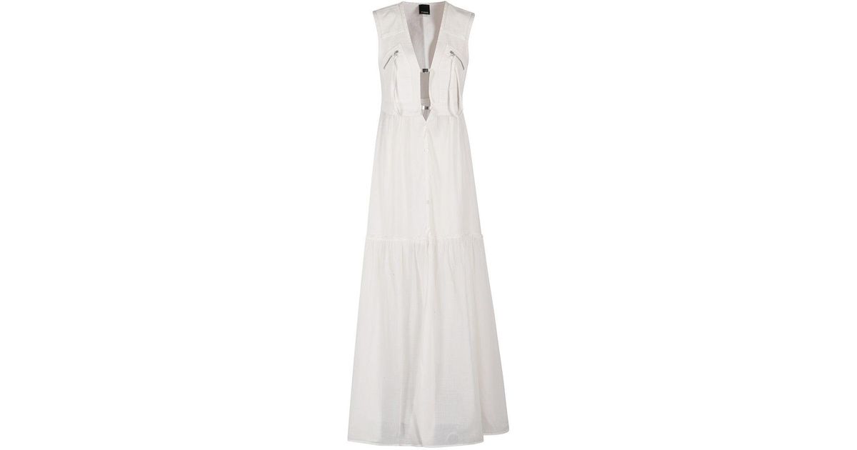 オールインワン・サロペット Pinko Andres White Cotton Voile Maxi Dress Pinko Andres White Cotton Voile Maxi Dress | ModeSens