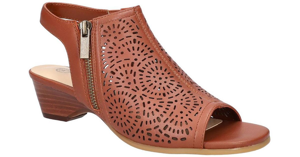 Bella Vita Amiyah Leather Perforated Wedge Sandals in Brown Lyst