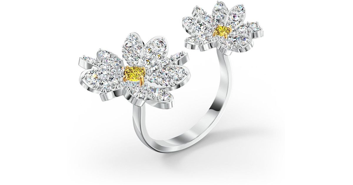 Swarovski Eternal Double Flower Ring in Metallic | Lyst
