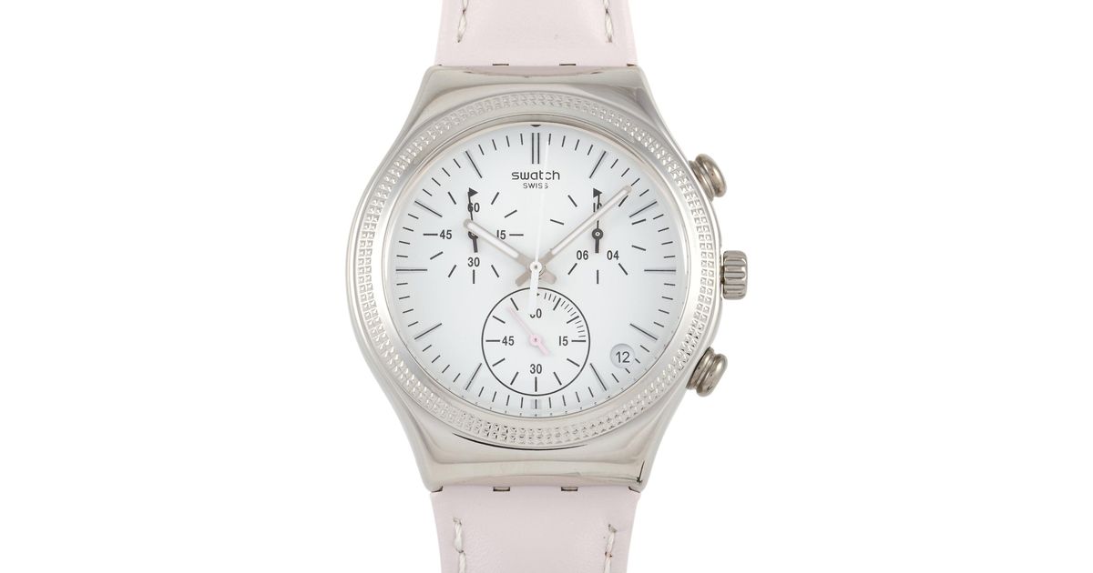Swatch Leather Irony Sweet Madame Dainty Pink Ladies' Watch Ycs599 Lyst
