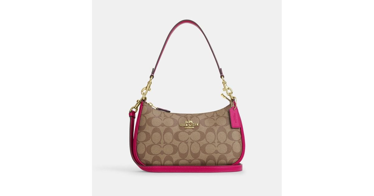 Coach Outlet Teri Shoulder Bag In Signature Canvas in Pink Lyst