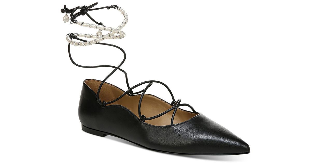 Sam Edelman Winslet Leather Laceup Ballet Flats in Black Lyst