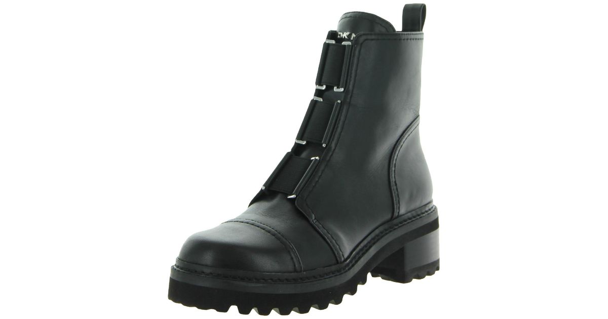 DKNY Barrett Booties Leather Zip Up Motorcycle Boots in Black Lyst