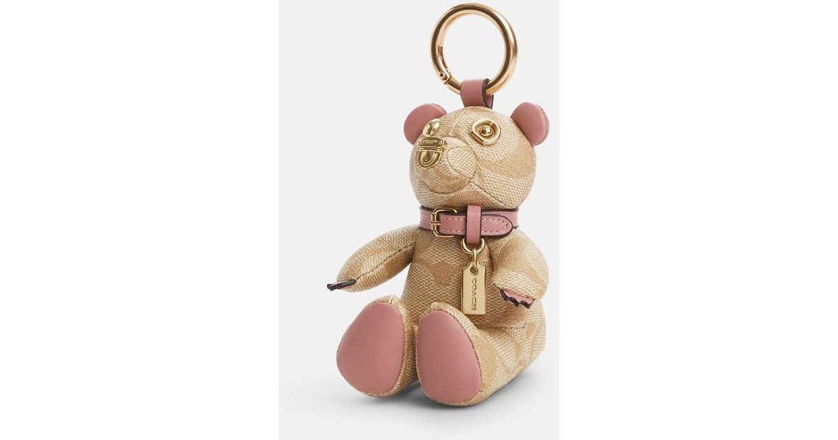 COACH Bear Bag Charm In Signature Canvas With Heart in Metallic Lyst