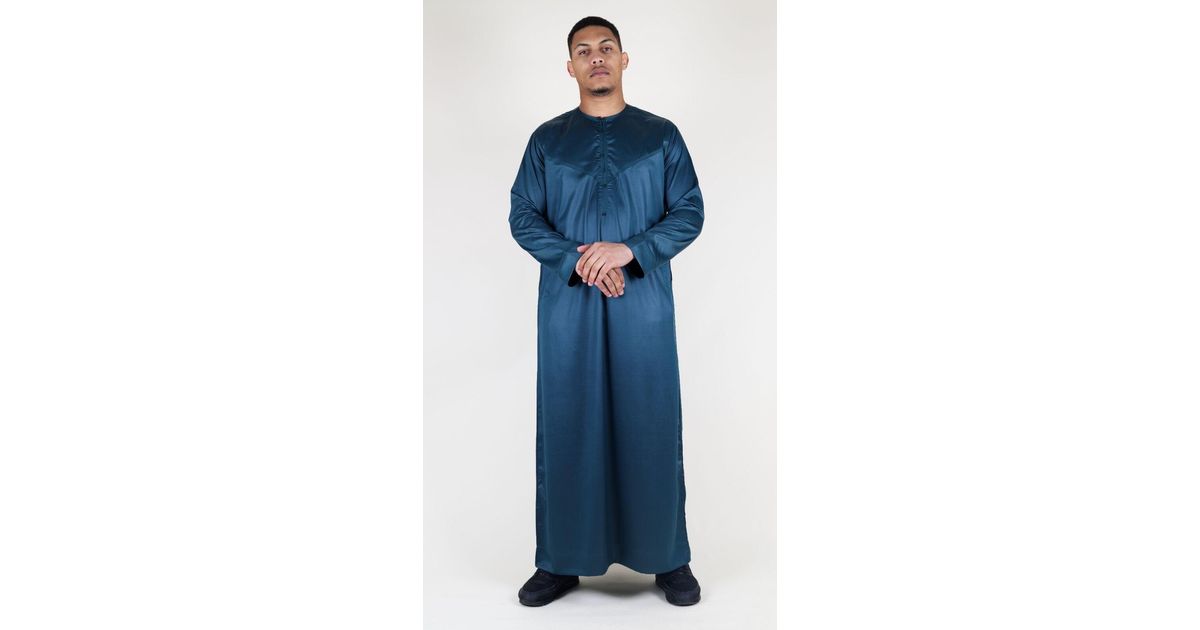 Thope Robe Arabic Thobes Thobe Robe Satin Emirati Islamic Jubba Eid Regular Fit in ...