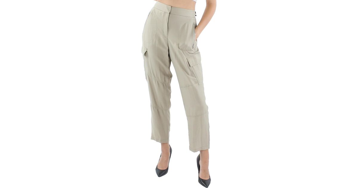 DKNY High Rise Utility Cargo Pants in Natural | Lyst