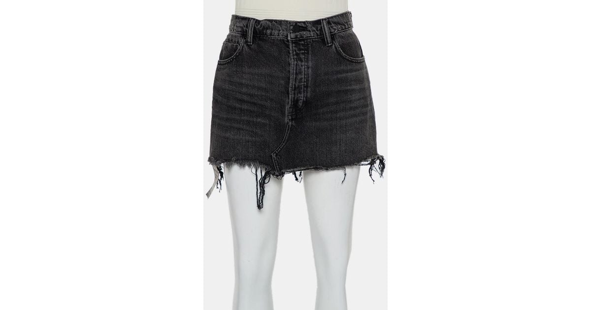 Alexander Wang Denim Charcoal Denim Distressed Frayed Hem Mini Skirt M ...