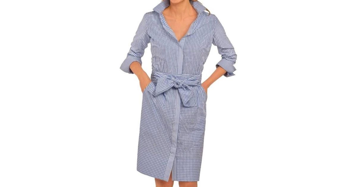 Gretchen Scott Gingham Blouson Shirt Dress in Blue Lyst