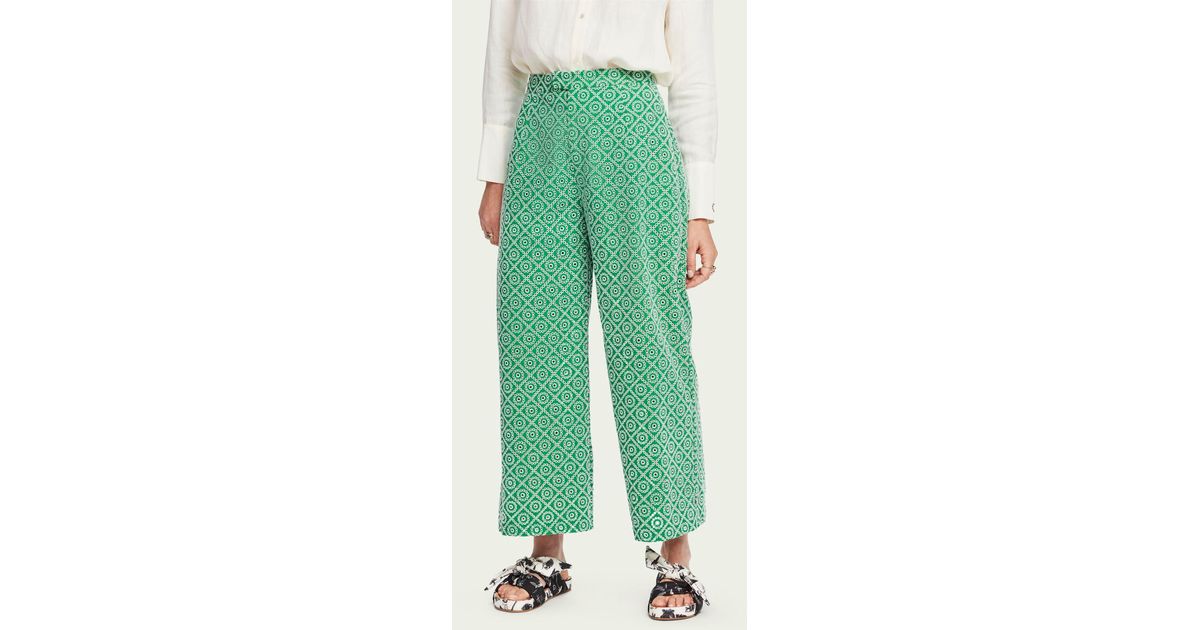 Scotch & Soda Broderie Anglaise Trousers in Green | Lyst