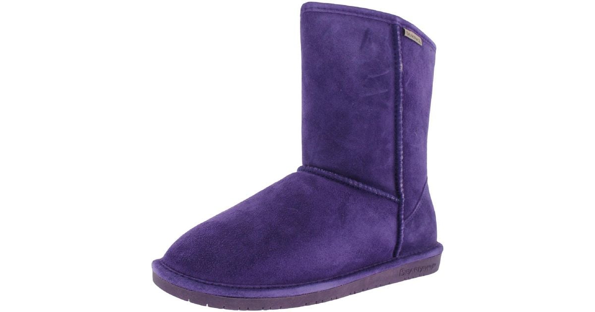 BEARPAW Emma Short Suede Lined Casual Boots in Purple | Lyst