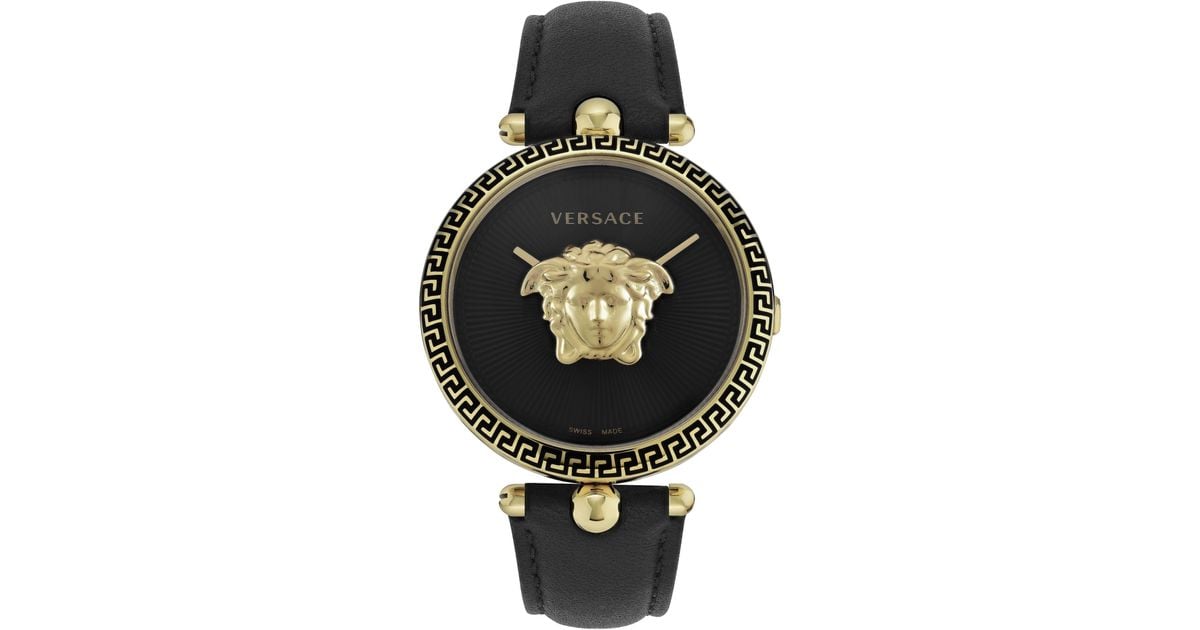 Versace Palazzo Empire Leather Watch in Black Lyst