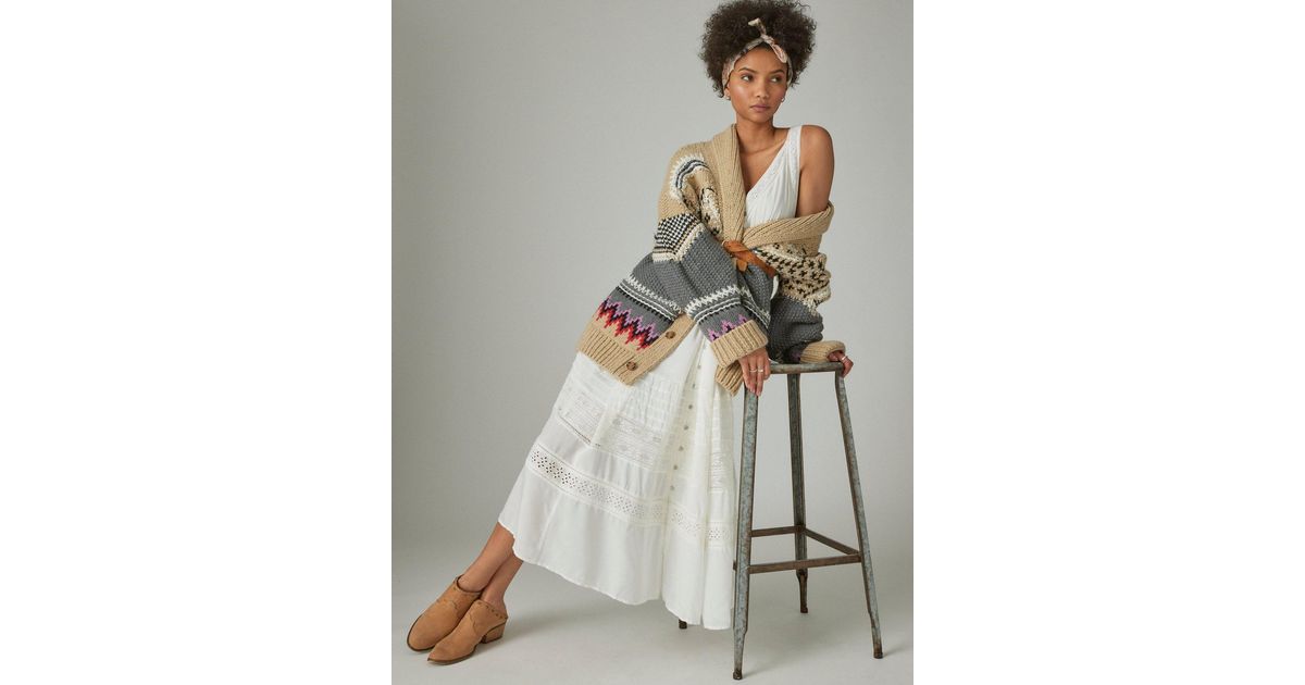 Lucky Brand Women's Cotton Poplin Cutout Maxi Dress - Macy's