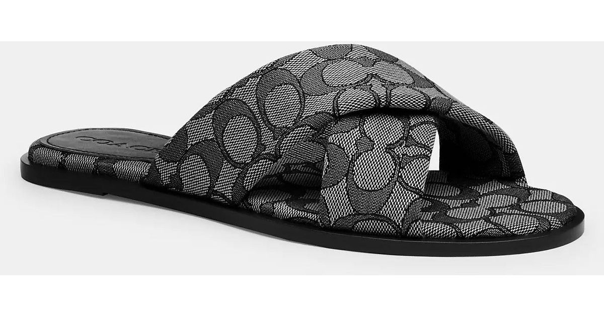 COACH Link Criss Cross Slide in Black | Lyst