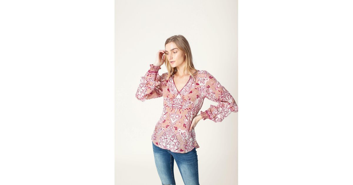 hale bob normalgrose damenmode aus seidenrock Hale Bob Violeta Silk Top Beaded in Pink Lyst