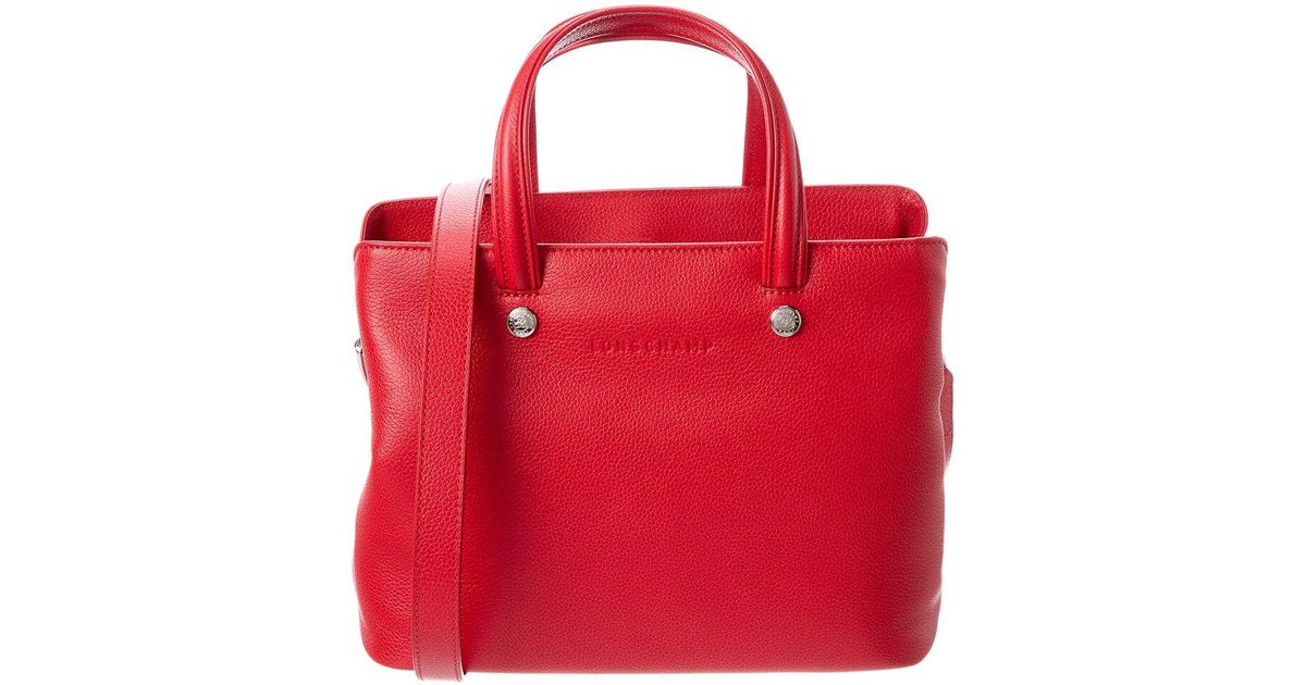 Longchamp Le Foulonne Leather Top Handle Tote in Red | Lyst