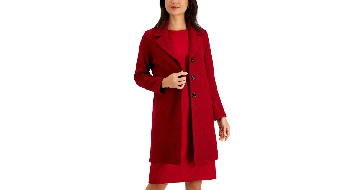 Kasper Wool Blend Office Duster Blazer in Red Lyst