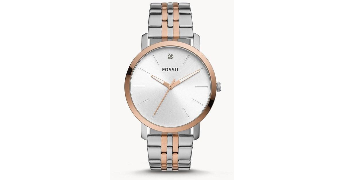 Fossil Lux Luther Three-hand, Rose Gold-tone Stainless Steel Watch in ...