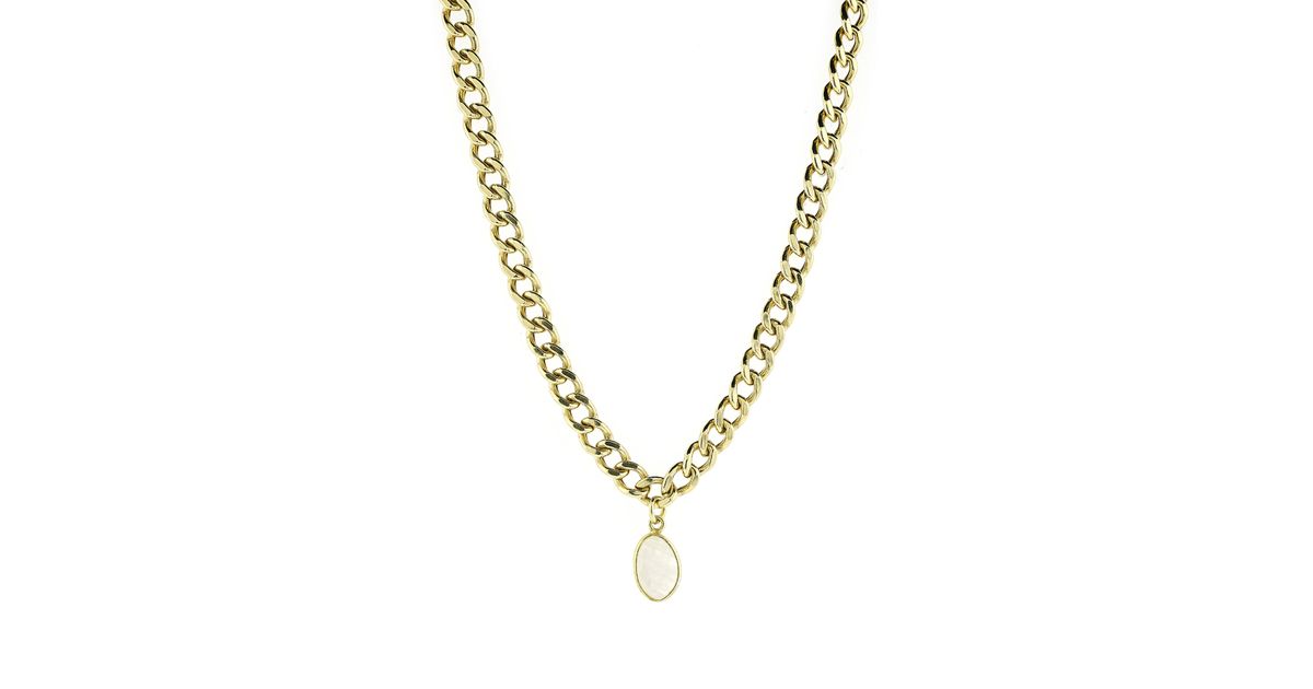 Adornia Curb Chain Necklace Moonstone 