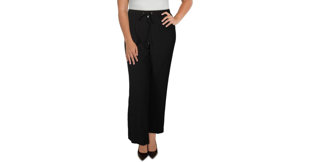 Calvin Klein Gauze Drawstring Palazzo Pants in Black Lyst