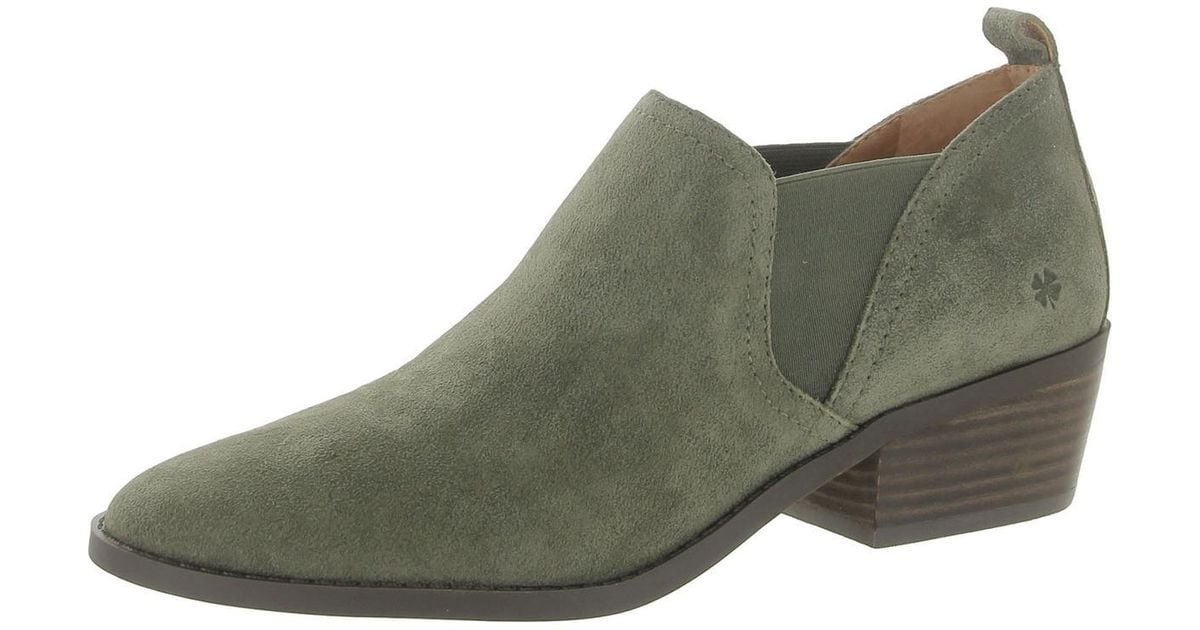 Lucky Brand Fallo Suede Slip On Ankle Boots in Green Lyst