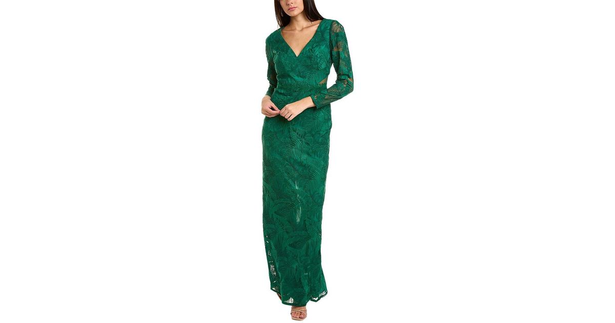 Marchesa notte Embroidered Lace Gown in Green | Lyst
