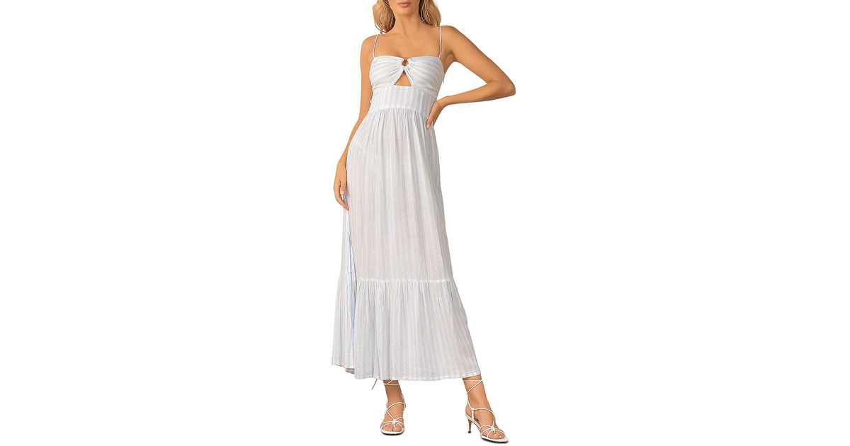 Elan Striped Tea Length Maxi Dress in White | Lyst