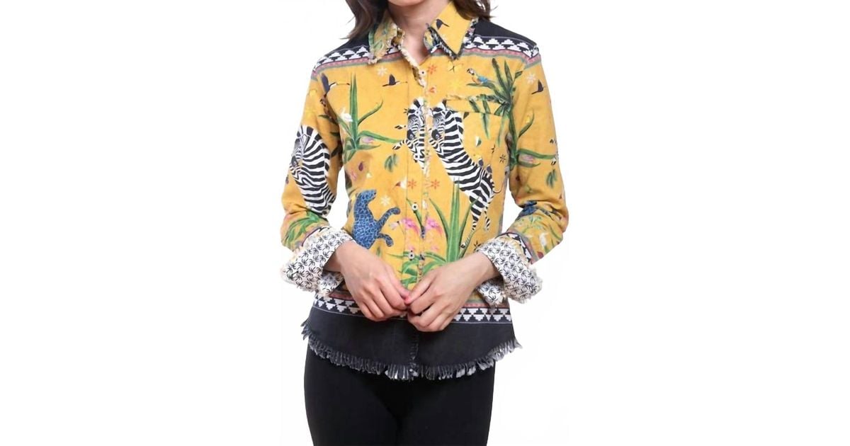 Tizzie Cape Cod Frayed Shirt in Metallic | Lyst