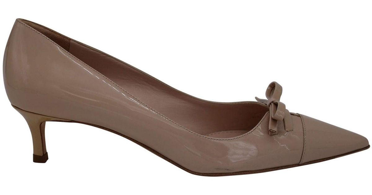Miu Miu Pointed Kitten Heel Pumps in Brown | Lyst