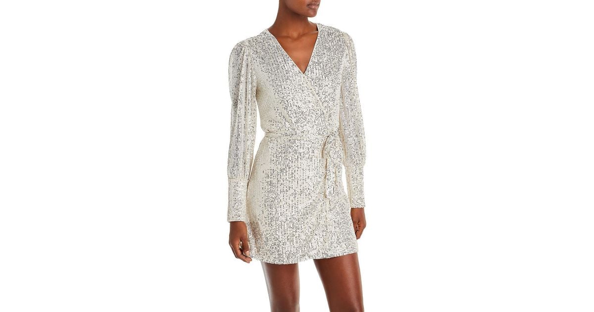 Aqua Sequined Mini Cocktail And Party Dress in White | Lyst