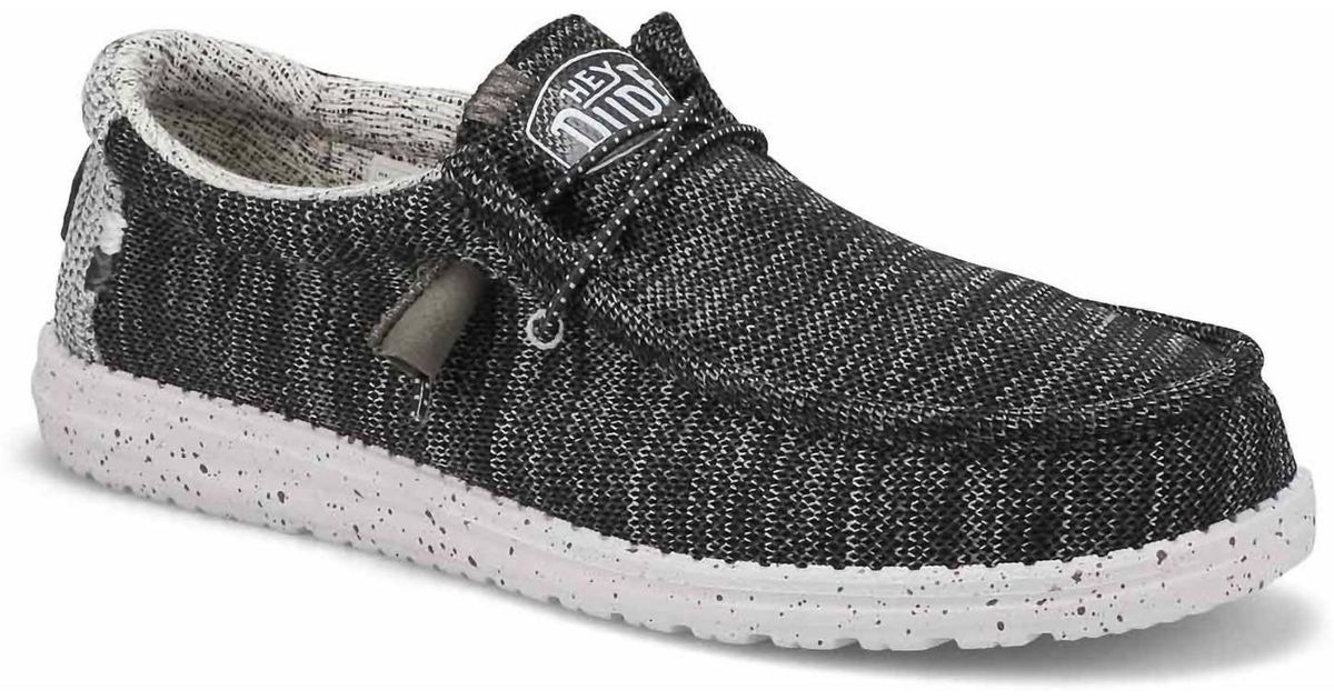 Hey Dude Wally Stretch Canvas Slipon Shoes in Black for Men Lyst
