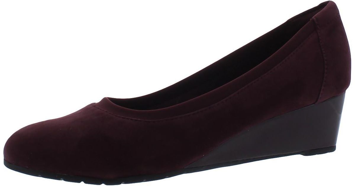Clarks Mallory Berry Cushioned Footbed Rounded Toe Wedge Heels in Brown ...