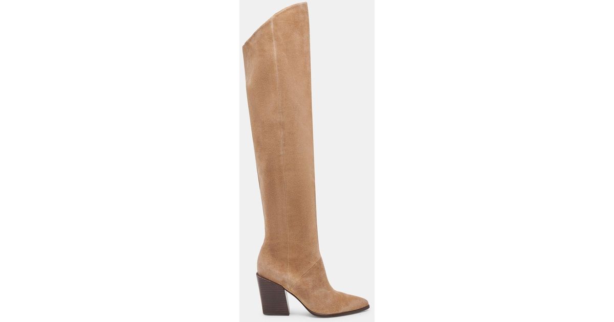 Dolce Vita Lupin Wide Calf Boots Mushroom Suede in Brown | Lyst