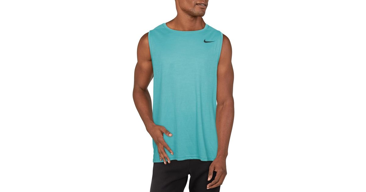 Nike Standard Fit Workout Muscle Tank in Blue for Men | Lyst