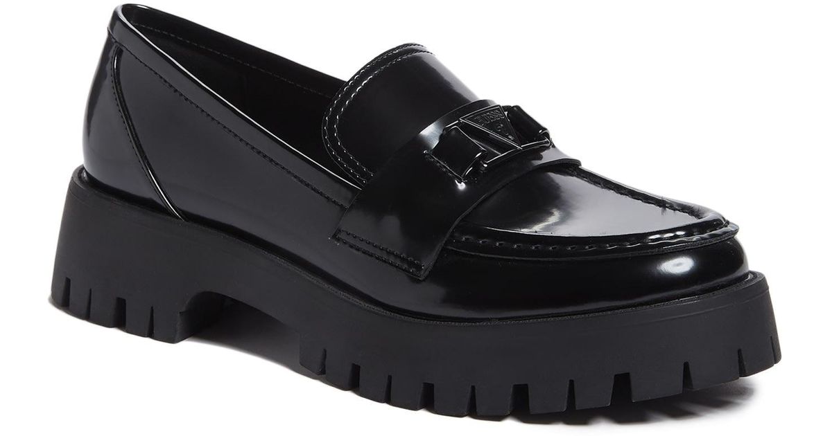 Guess Chunky Platform Loafers in Black Lyst
