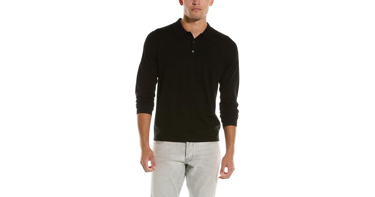 Vince Merino Wool Polo Shirt in Black for Men | Lyst