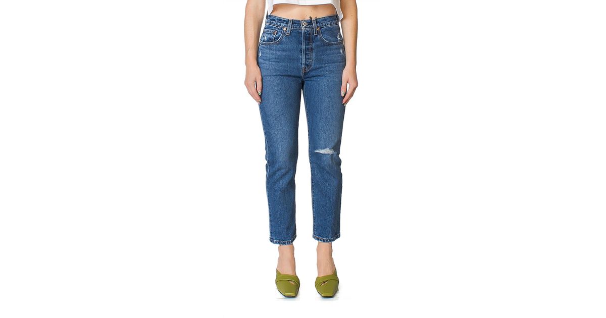 Levi's 501 Crop Jeans Salsa Middle in Blue | Lyst