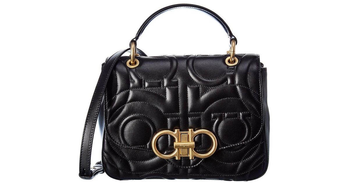Ferragamo Gancini Quilted Leather Shoulder Bag in Black Lyst