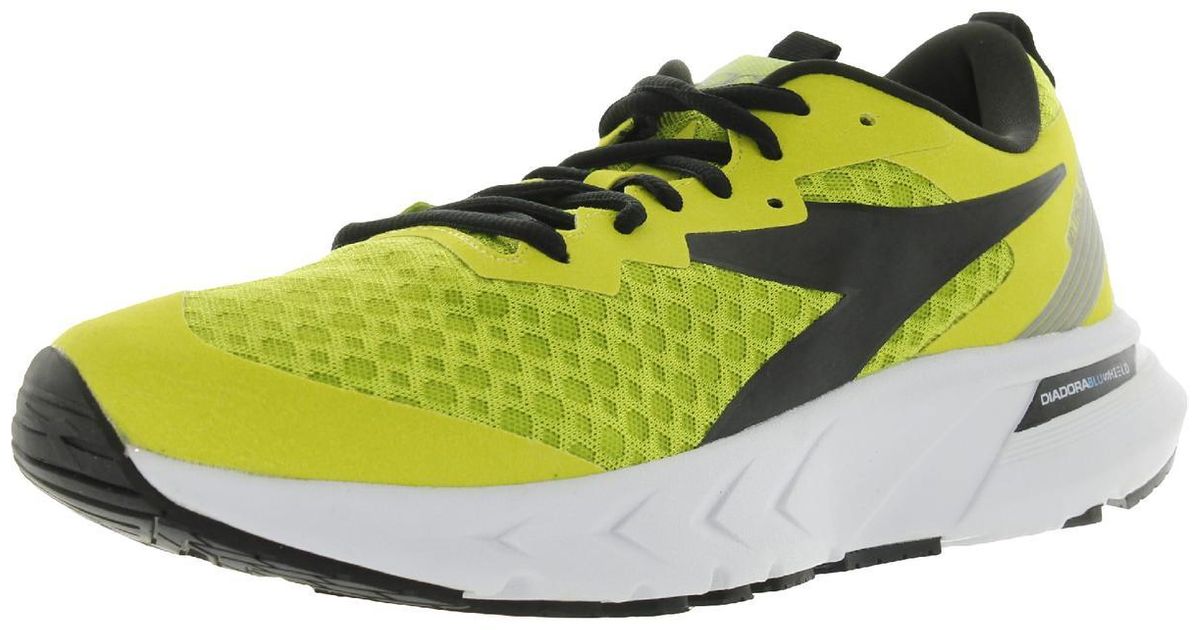 Diadora Mythos Blushield Volo Lace Up Trainer Running Shoes in Yellow