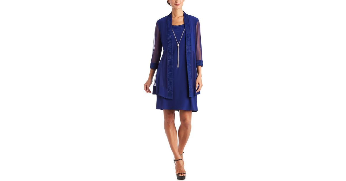 R&M Richards Women's Glitter Trim Jacket Dress Petite - Two Piece Panel Set For Special Occasions