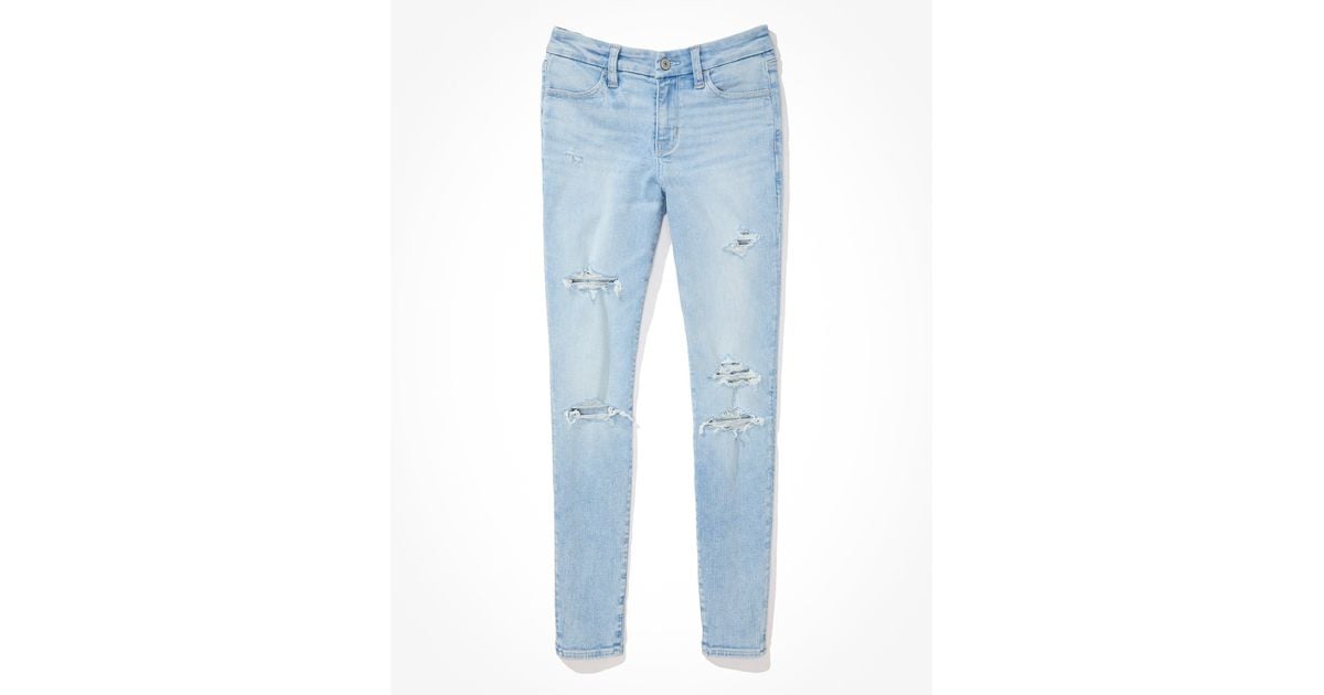 American Eagle Outfitters Ae Next Level Curvy High Waisted Ripped Jegging in Blue Lyst
