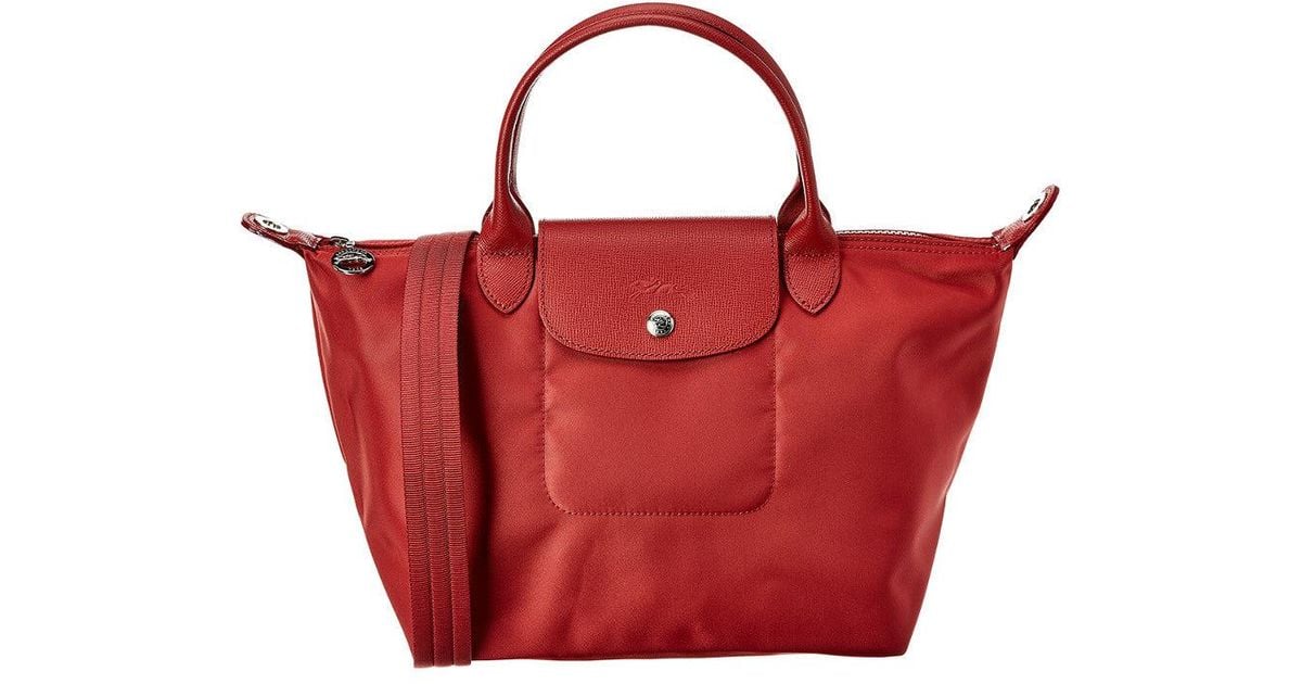 Longchamp Le Pliage Neo Small Canvas Top Handle Tote in Red