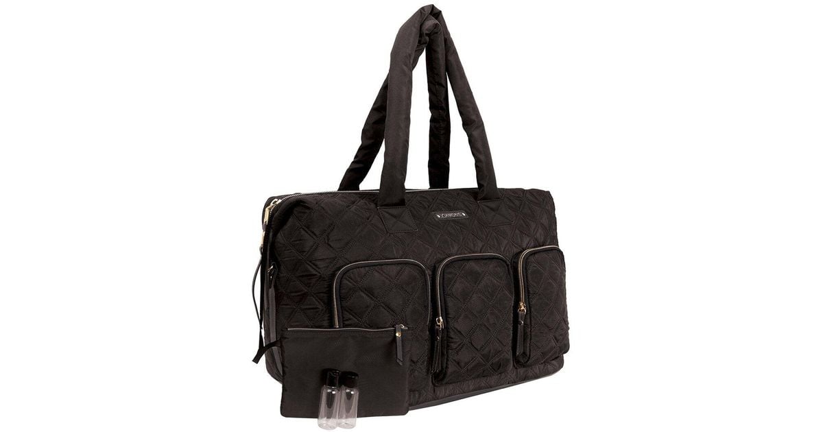 Joan & David Diamond Quilted Nylon Weekender Duffel Bag in Black Lyst