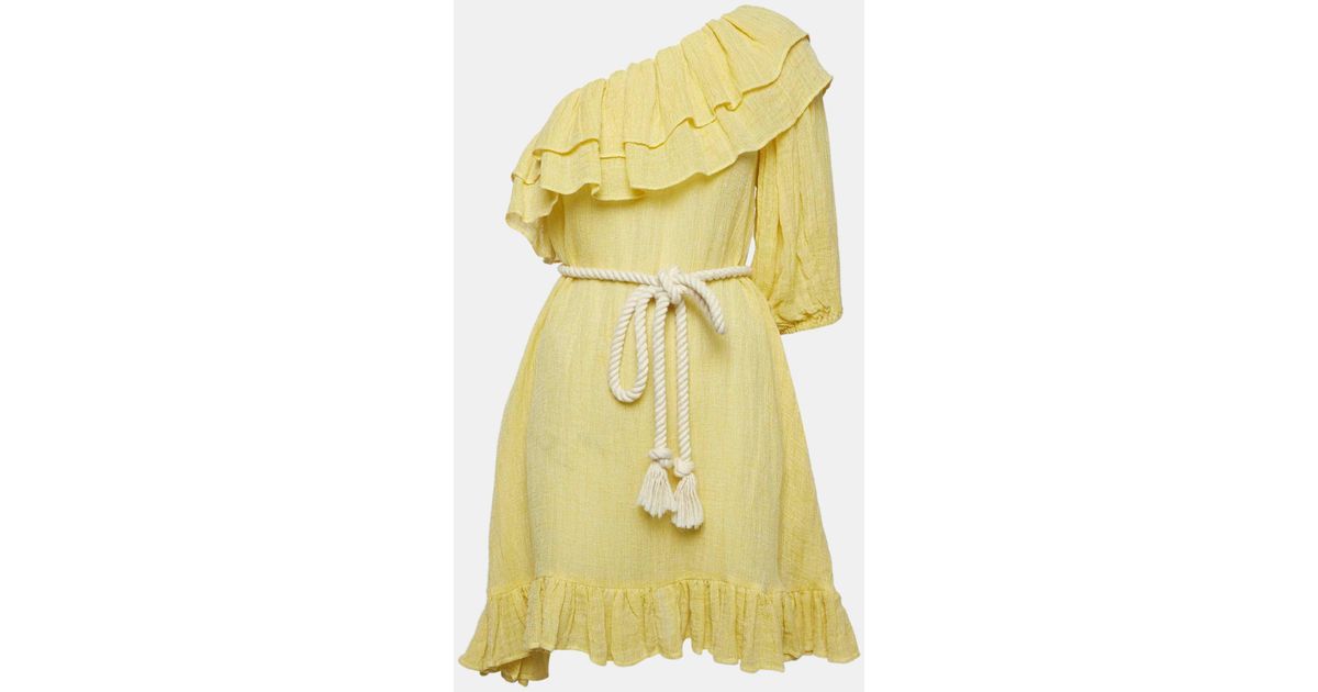 lisa marie fernandez gold dress Gauze Linen Belted Mini in Yellow embellishment_Sequins