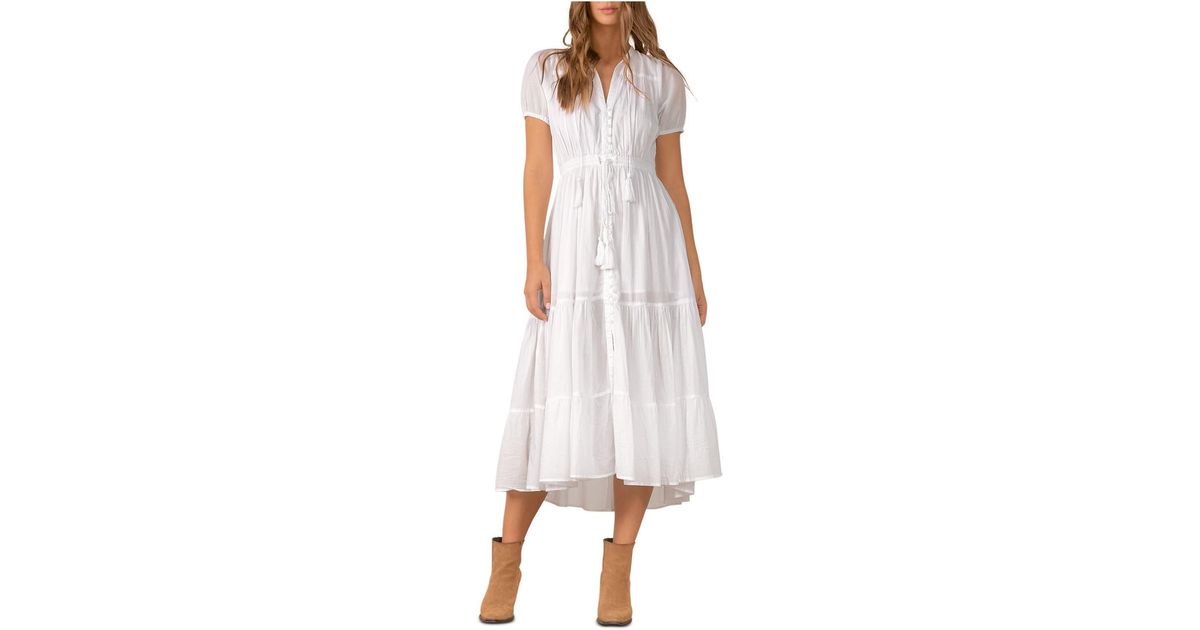 Elan Cotton Long Maxi Dress in White | Lyst
