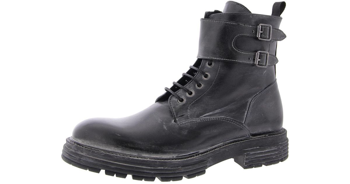 Steve Madden Luciano Zip Up Laces Combat & Lace-Up Boots in Black for ...