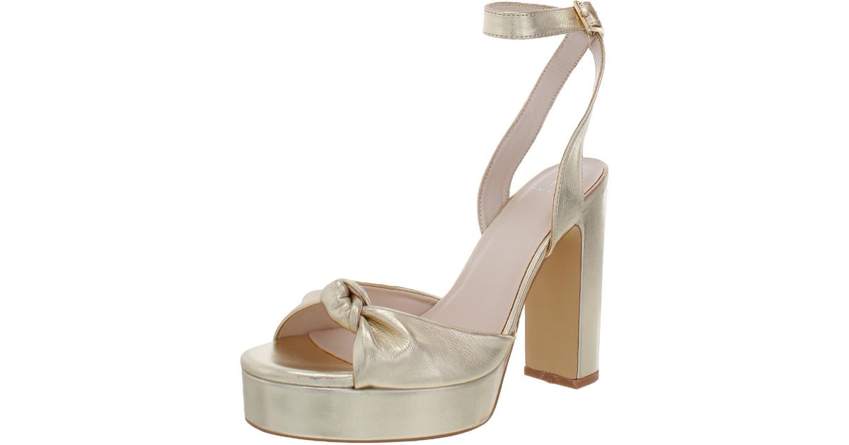 H Halston Venice Vegan Leather Ankle Strap Platform Heels in Natural Lyst