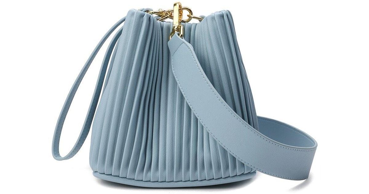 Tiffany & Fred Pleated Leather Shoulder Bag in Blue | Lyst