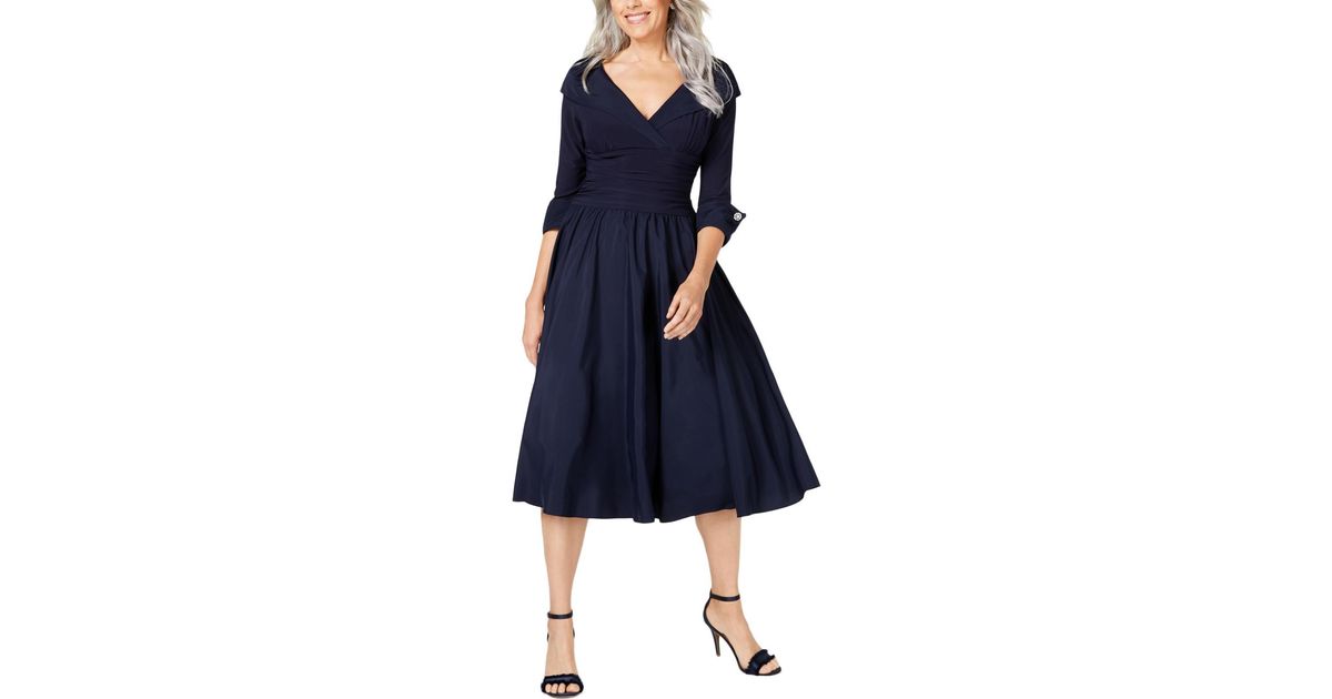 Jessica Howard Plus Taffeta Portrait Collar Cocktail Dress in Blue Lyst