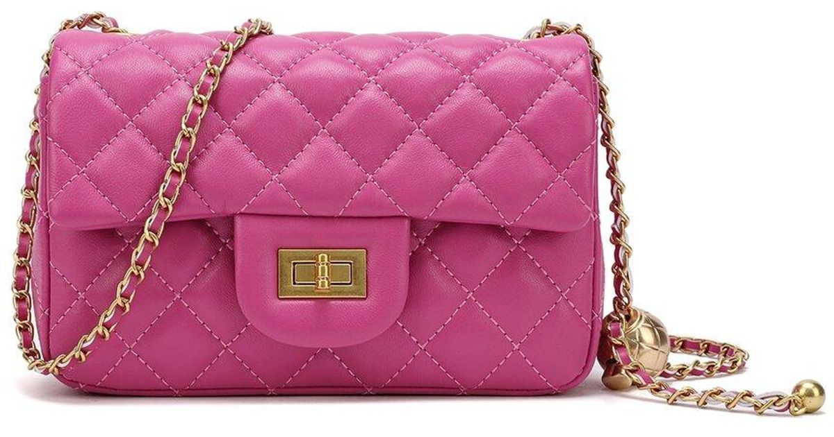 Tiffany & Fred Quilted Leather Crossbody Shoulder Bag in Pink | Lyst